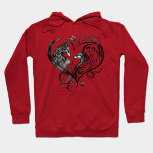 Fox and Wolf Heart Swirl Hoodie